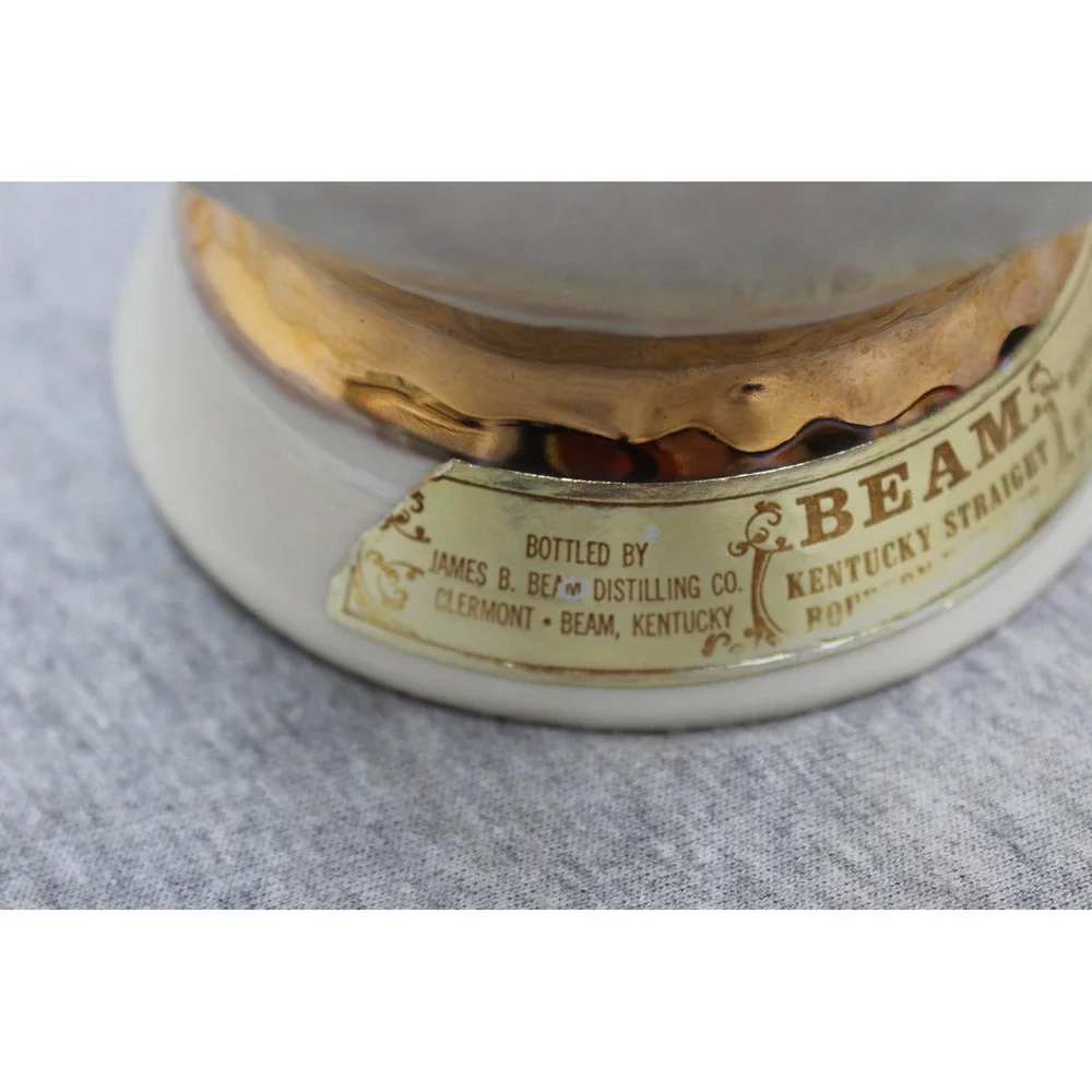 Jim Beam Decanter Gold White 145 Month Aged Bourbon Whiskey Urn Vintage